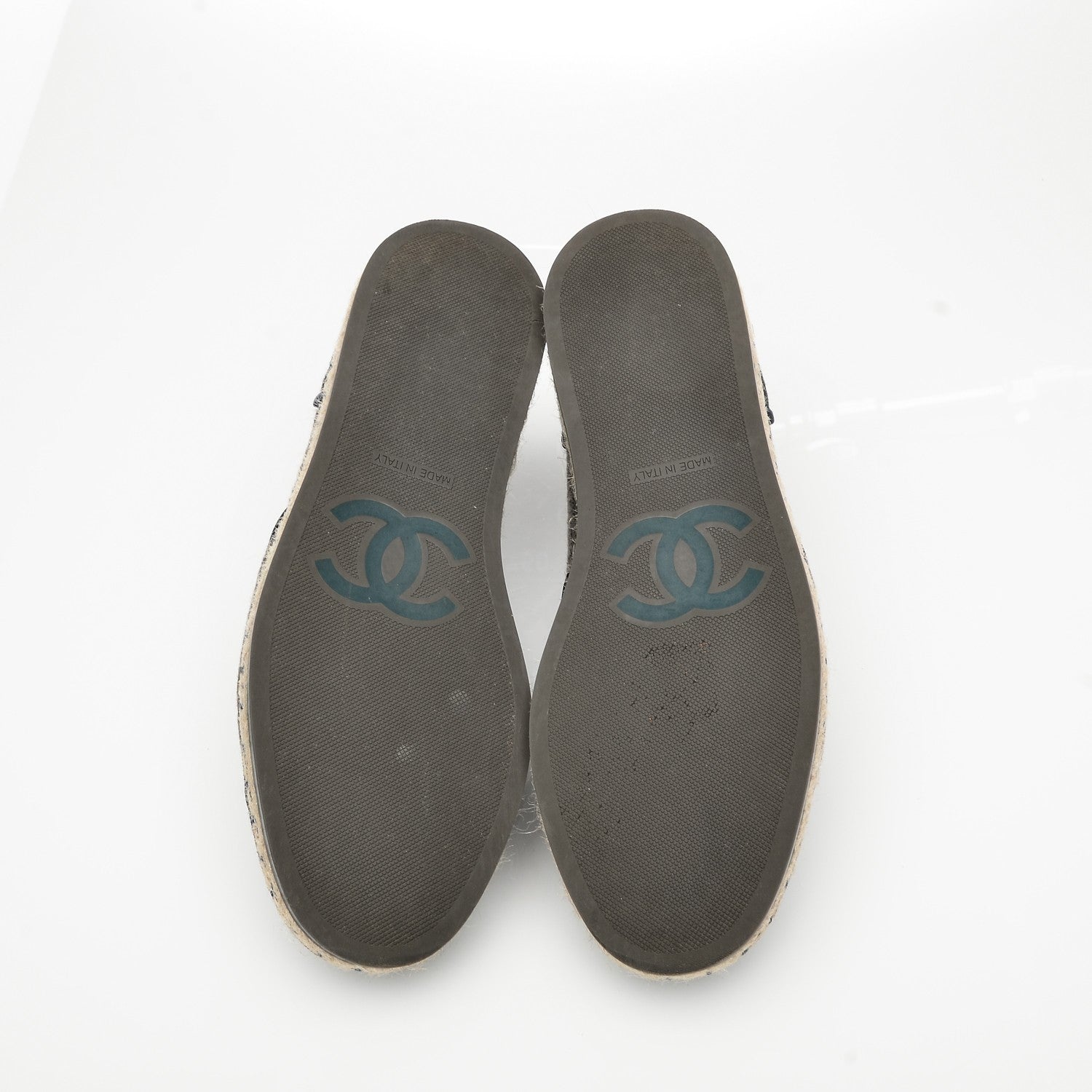 Chanel Cotton Lace Up Espadrilles 37 Dark Green Black 5 of 8