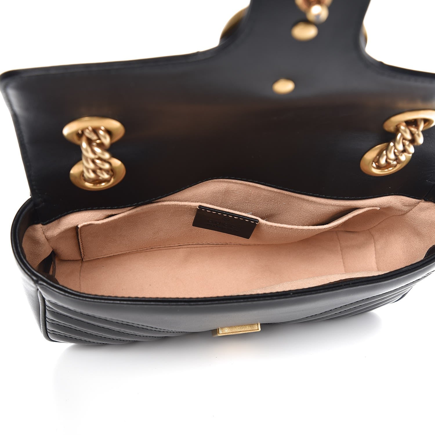 Gucci Calfskin Matelasse Mini GG Marmont Shoulder Bag Black 6 of 9