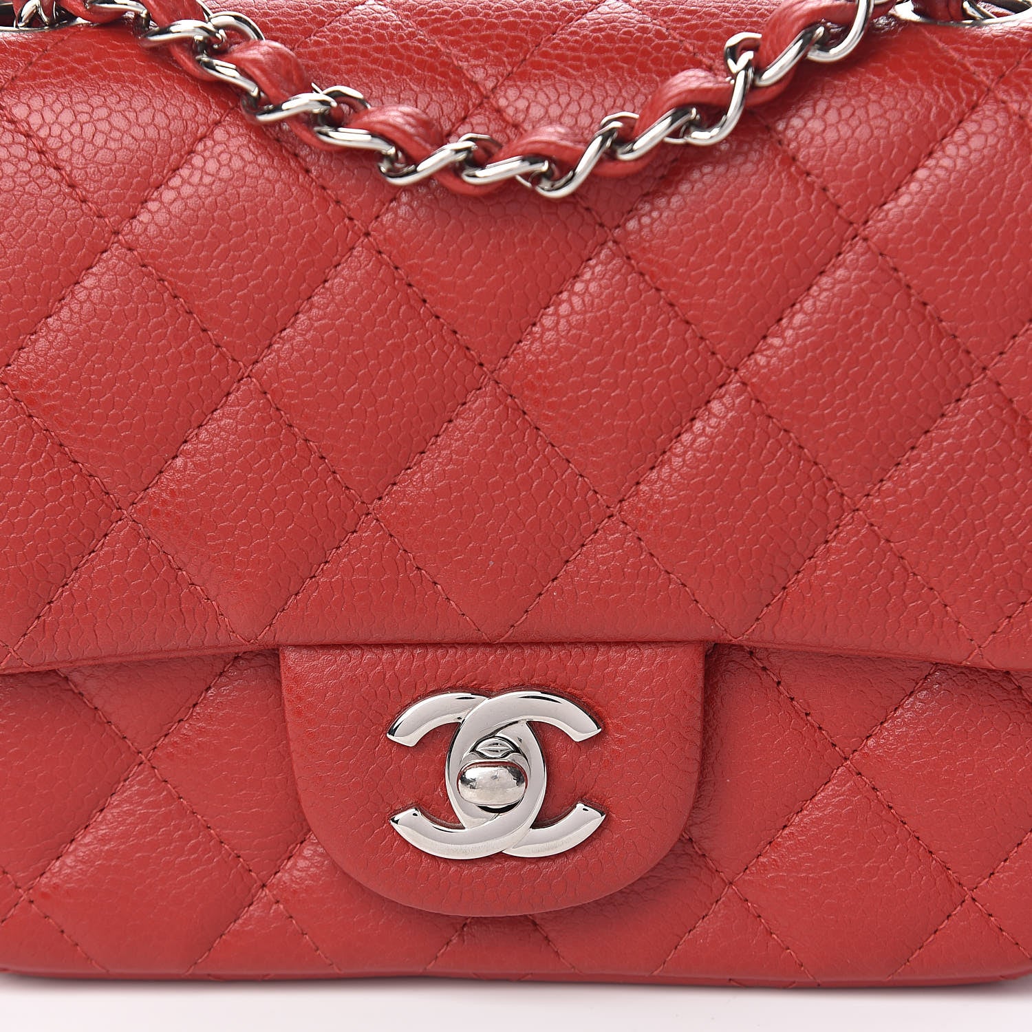 Chanel Caviar Quilted Mini Square Flap Red 8 of 10