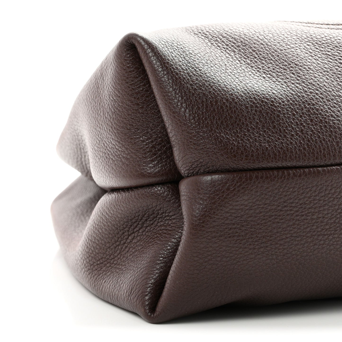 Grained Calfskin Softbit Maxi Shoulder Bag Dark Brown