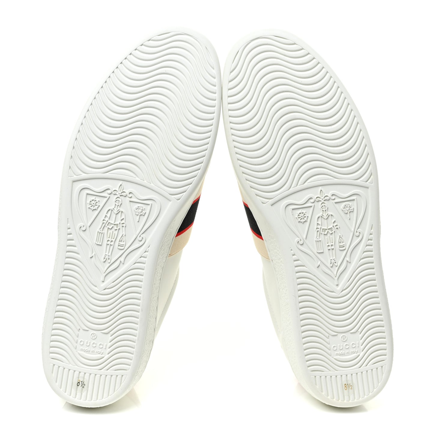 Calfskin Stripe Mens New Ace Sneakers 8.5 White Ecru Red Flame