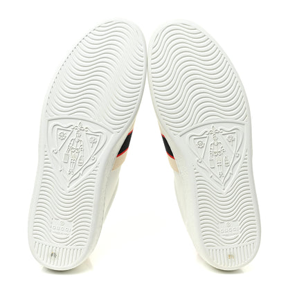 Gucci Calfskin Stripe Mens New Ace Sneakers 8.5 White Ecru Red Flame 6 of 9