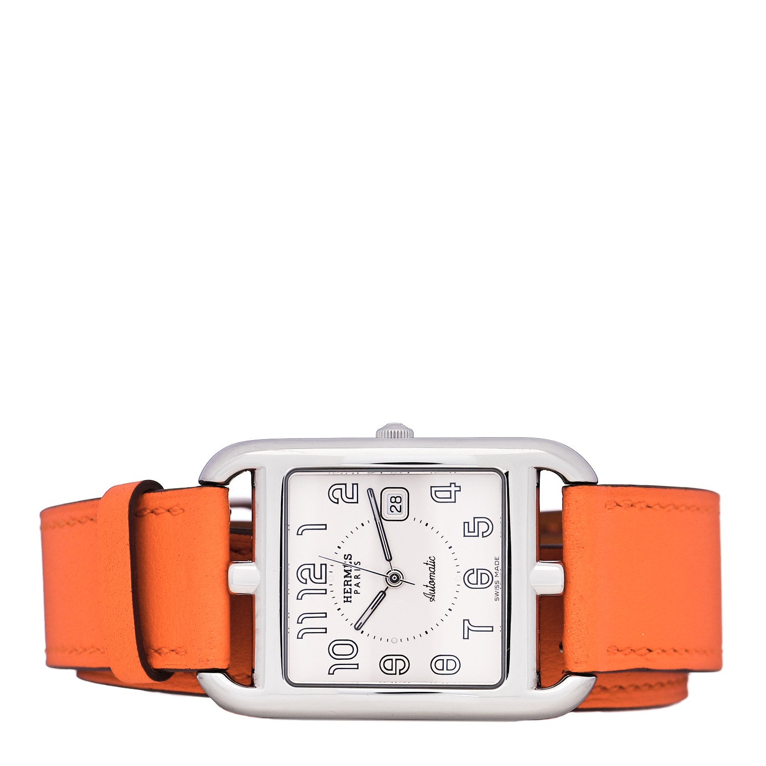 Hermes Stainless Steel Swift 29mm Cape Cod Double Tour Automatic Watch Orange 2 of 5