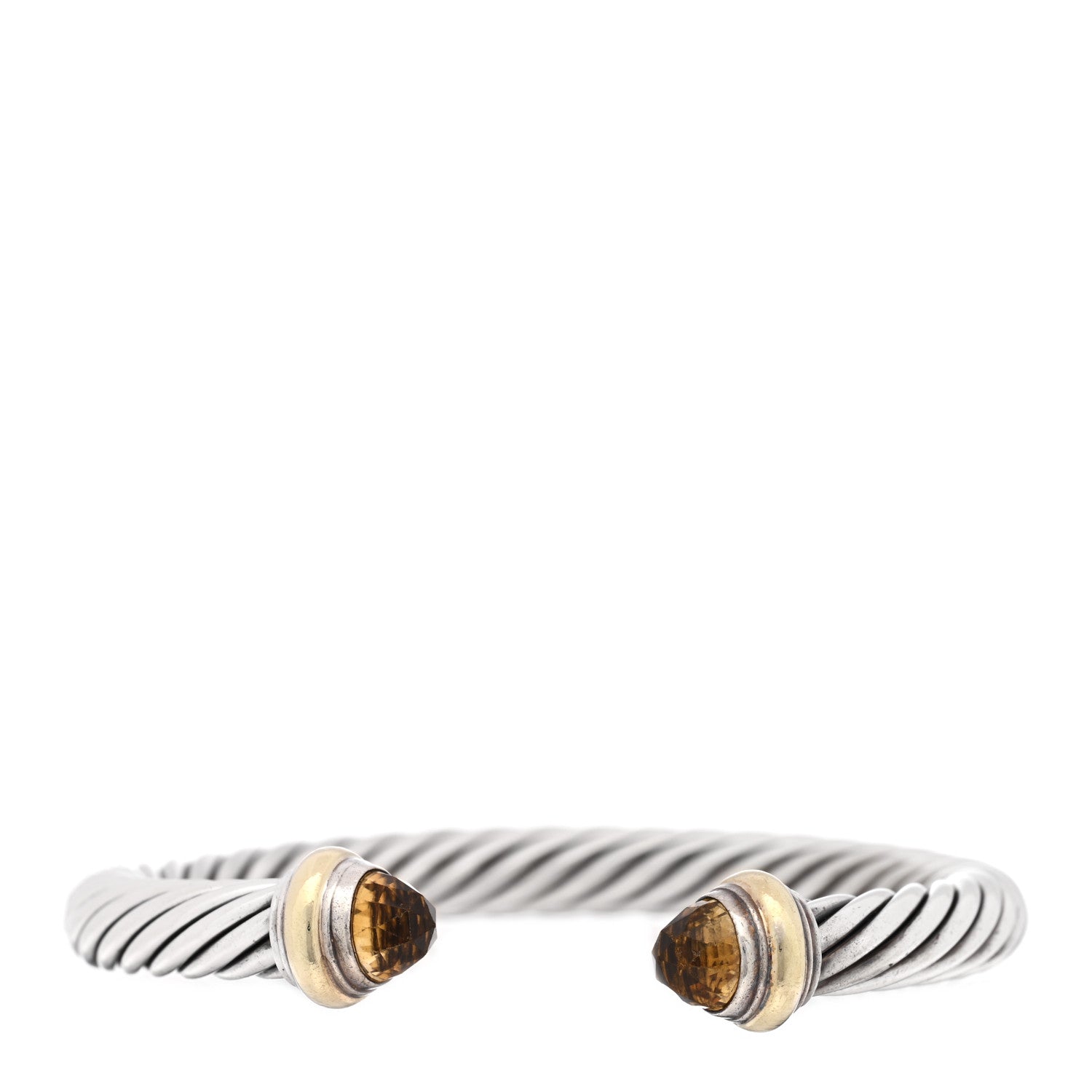David Yurman Sterling Silver 14K Yellow Gold Citrine 7mm Cable Classics Bracelet 1 of 3