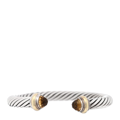 David Yurman Sterling Silver 14K Yellow Gold Citrine 7mm Cable Classics Bracelet 1 of 3