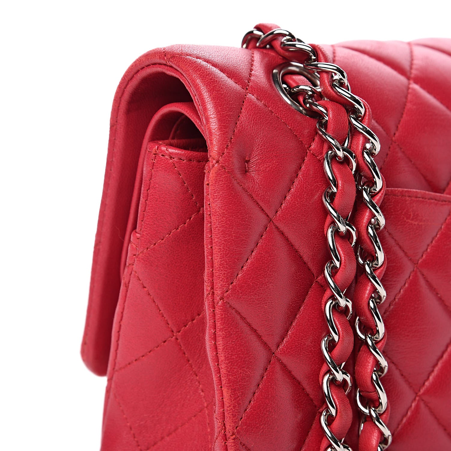 Chanel Lambskin Quilted Medium Double Flap Dark Pink 12 of 17