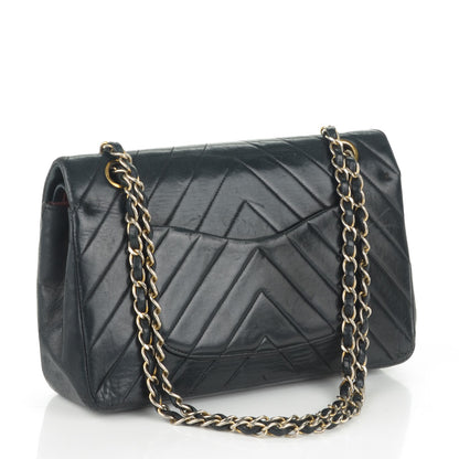 Chanel Lambskin Chevron Quilted Medium Double Flap Black 3 of 9