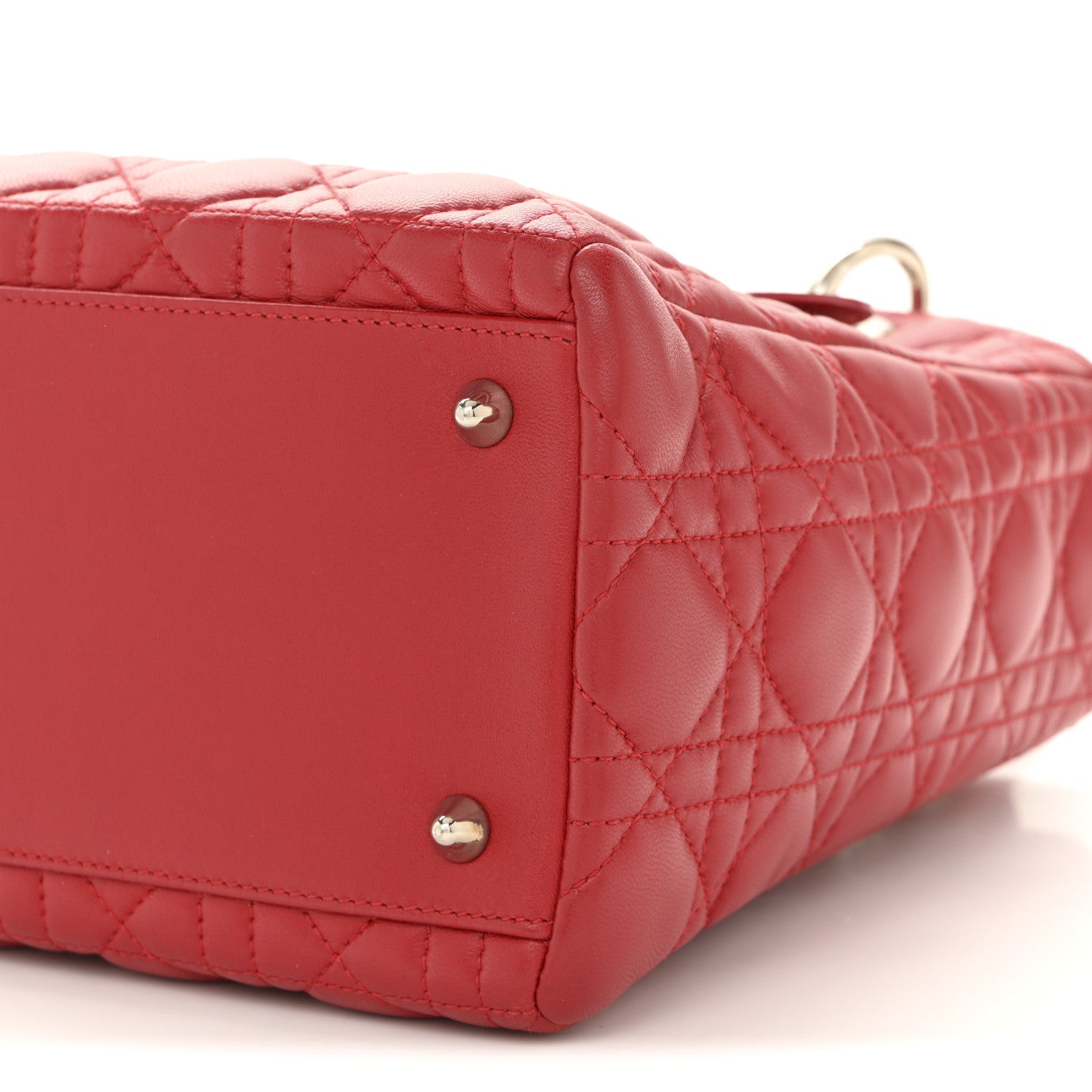 Christian Dior Lambskin Cannage Medium Lady Dior Red 9 of 13