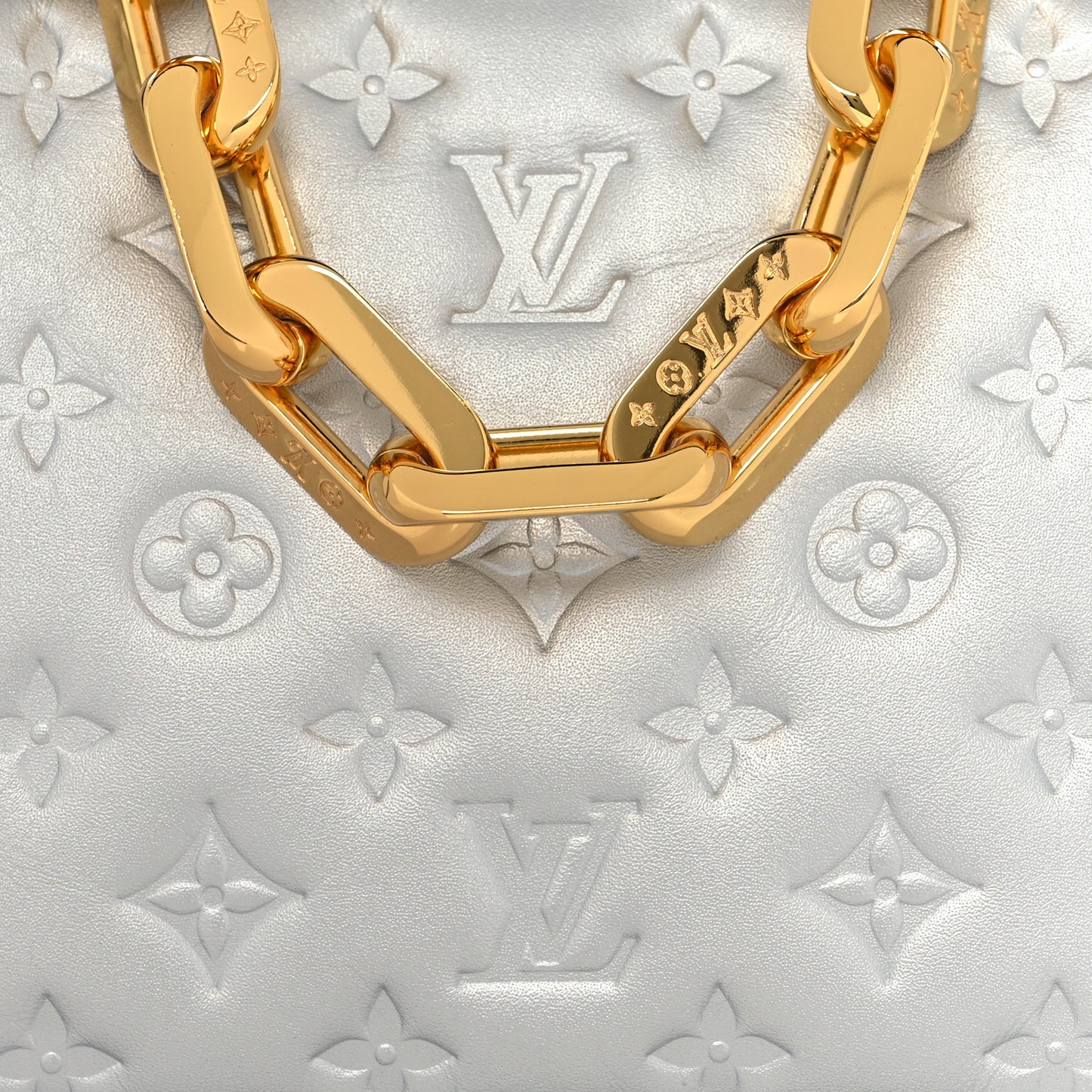 Lambskin Embossed Monogram Coussin BB Silver