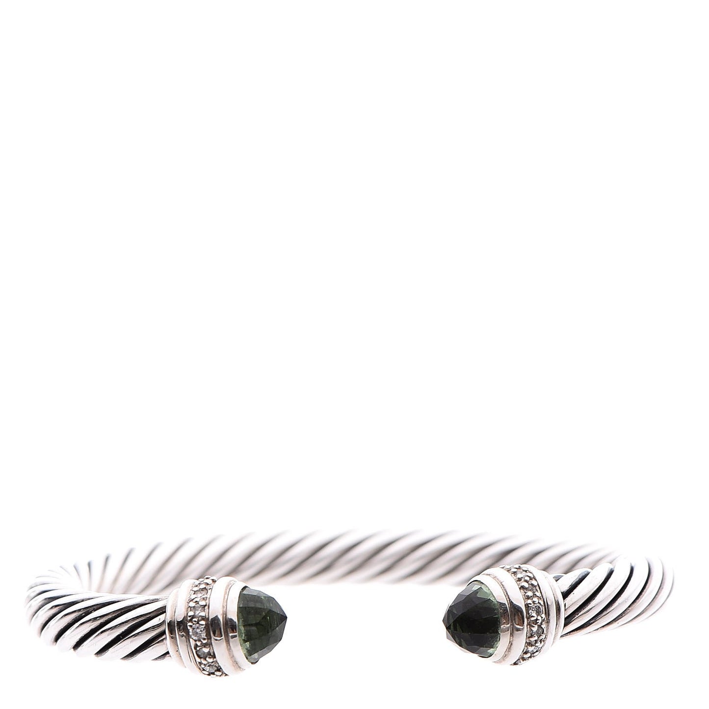 Sterling Silver Diamond Prasiolite 7mm Cable Classics Bracelet
