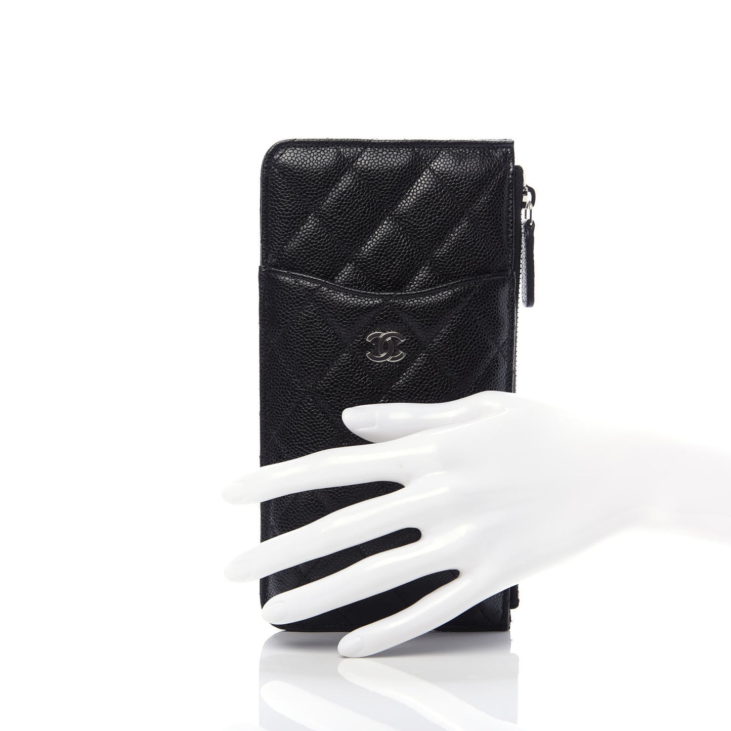 Caviar Quilted Classic Flat Wallet Pouch Black
