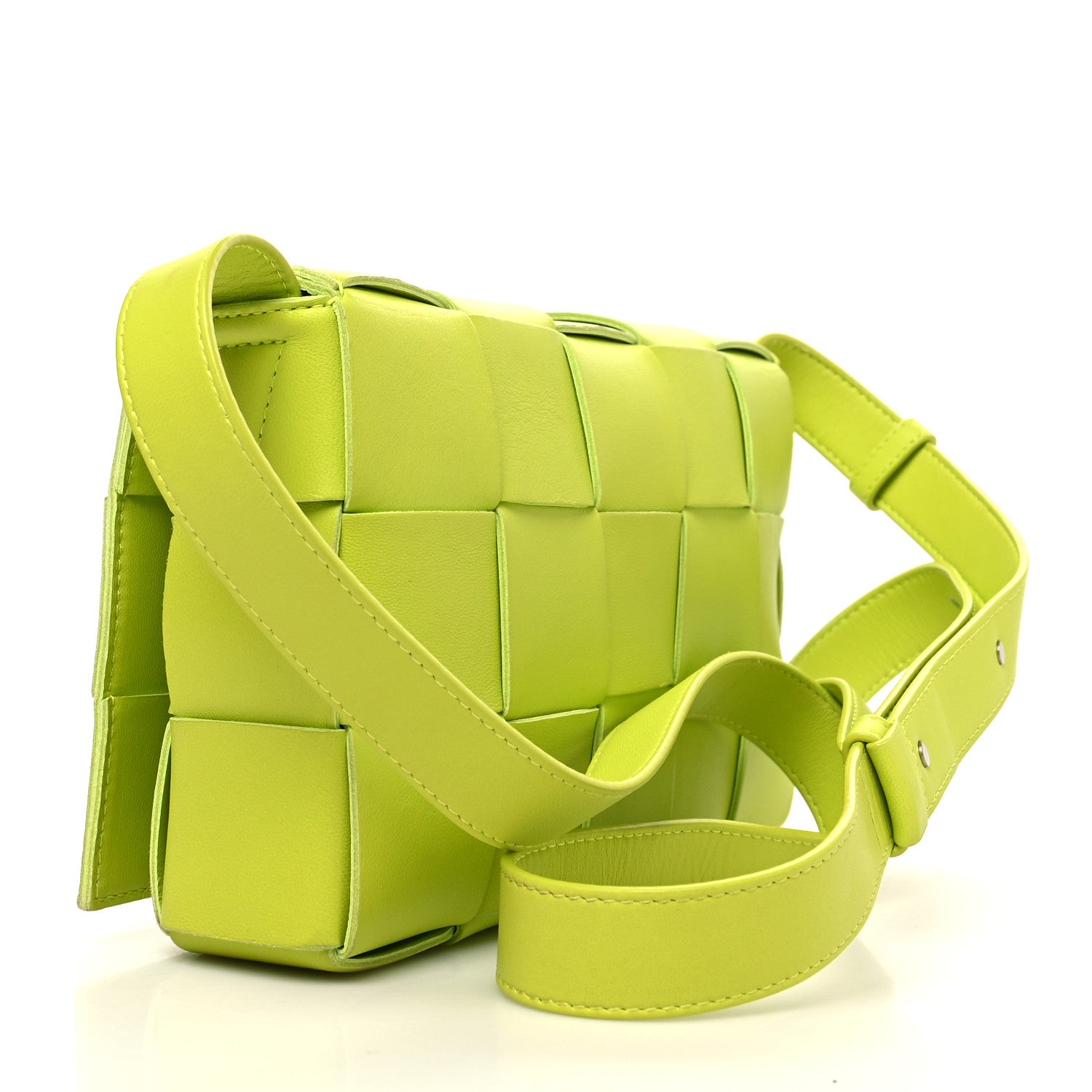 Bottega Veneta Lambskin Maxi Intrecciato Cassette Crossbody Bag Acid Kiwi 3 of 12