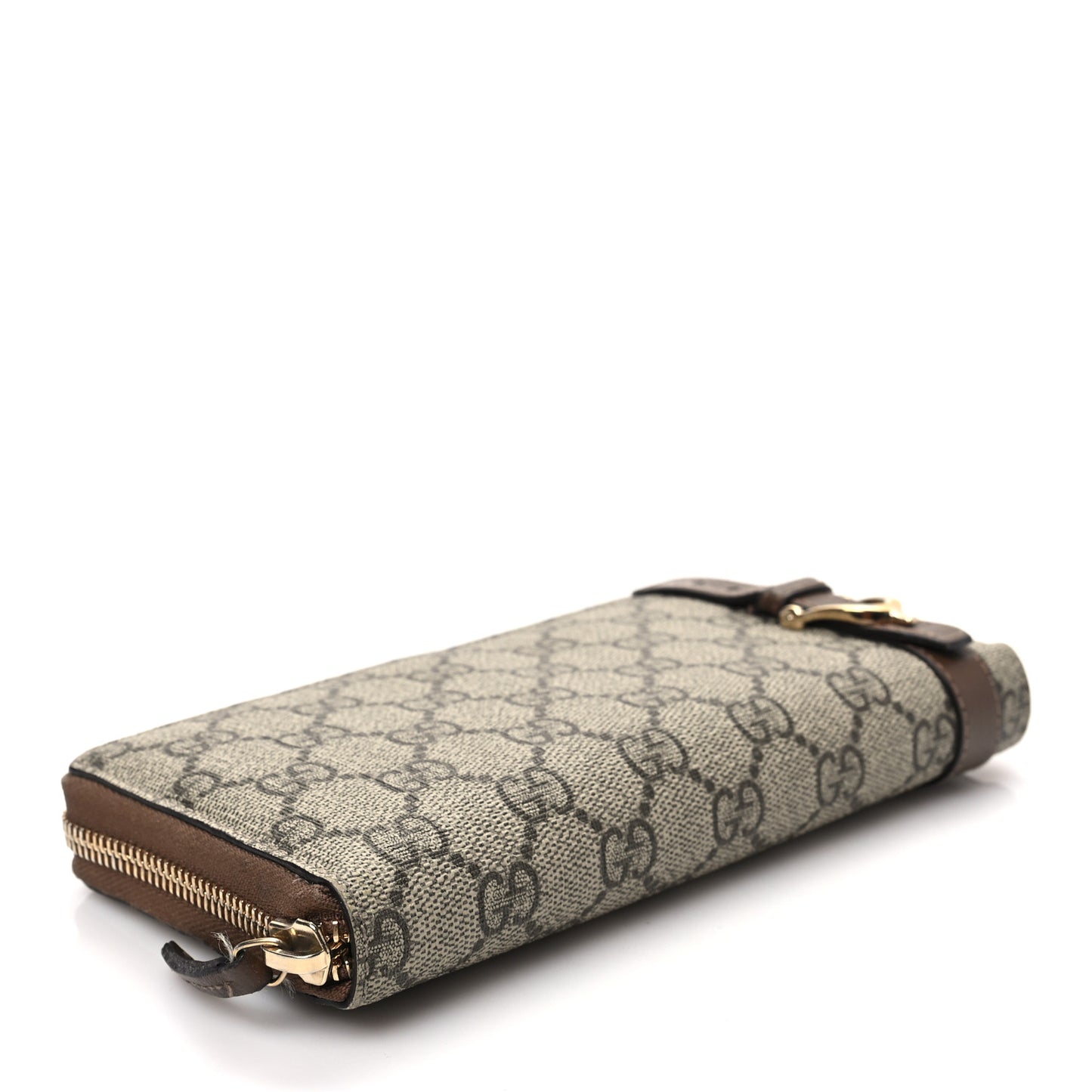 GG Supreme Monogram Nice Zip Around Wallet Maple Brown