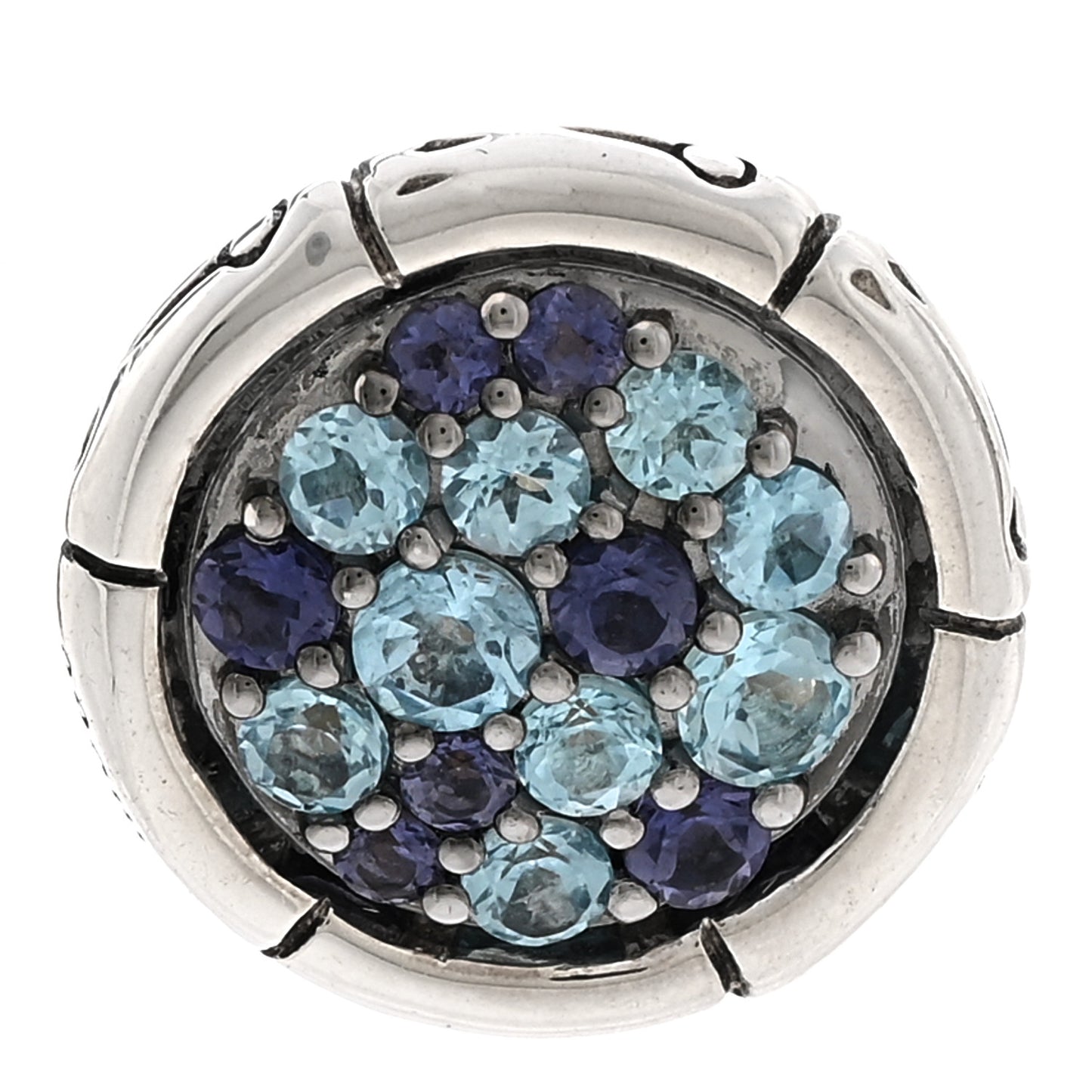 Sterling Silver Blue Topaz Iolite Bamboo Pendant