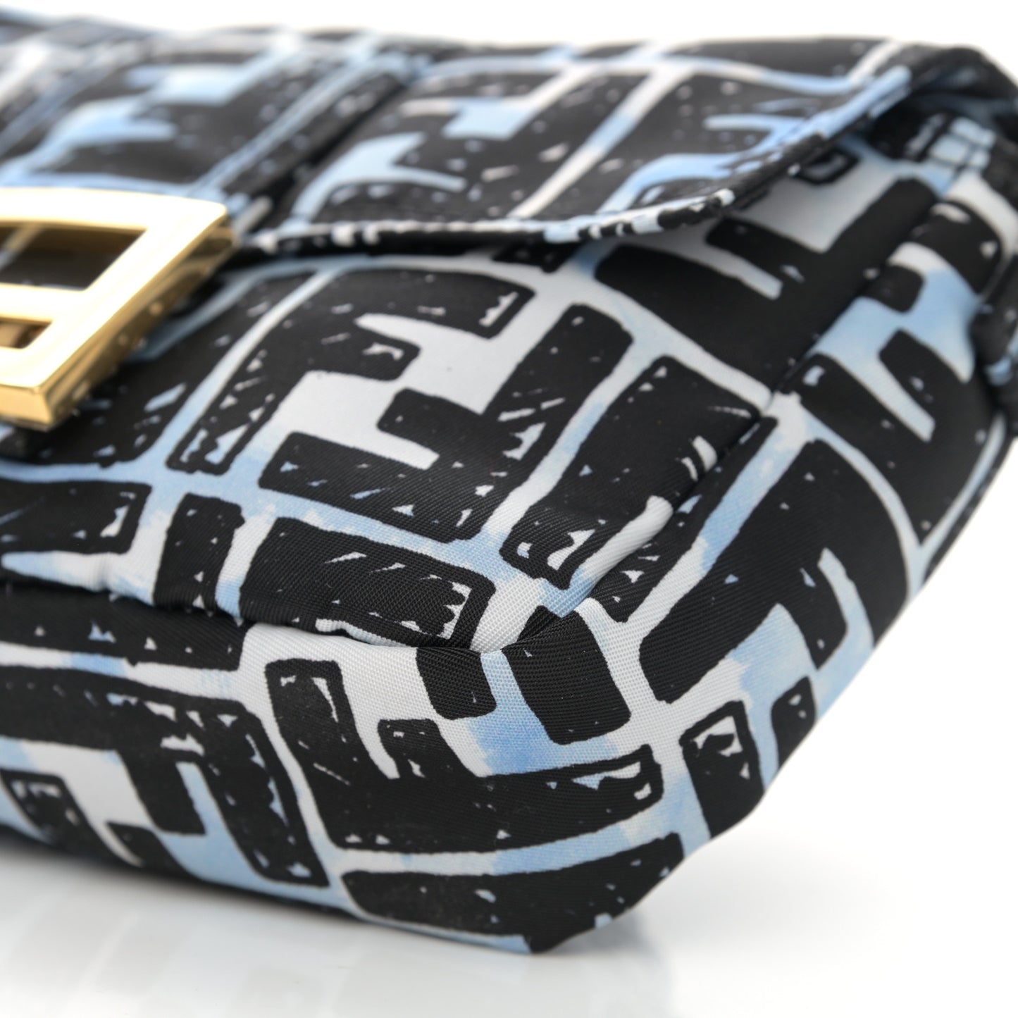X JOSHUA VIDES Nylon FF Cloudy Mini Belt Baguette Bag White Celeste Black