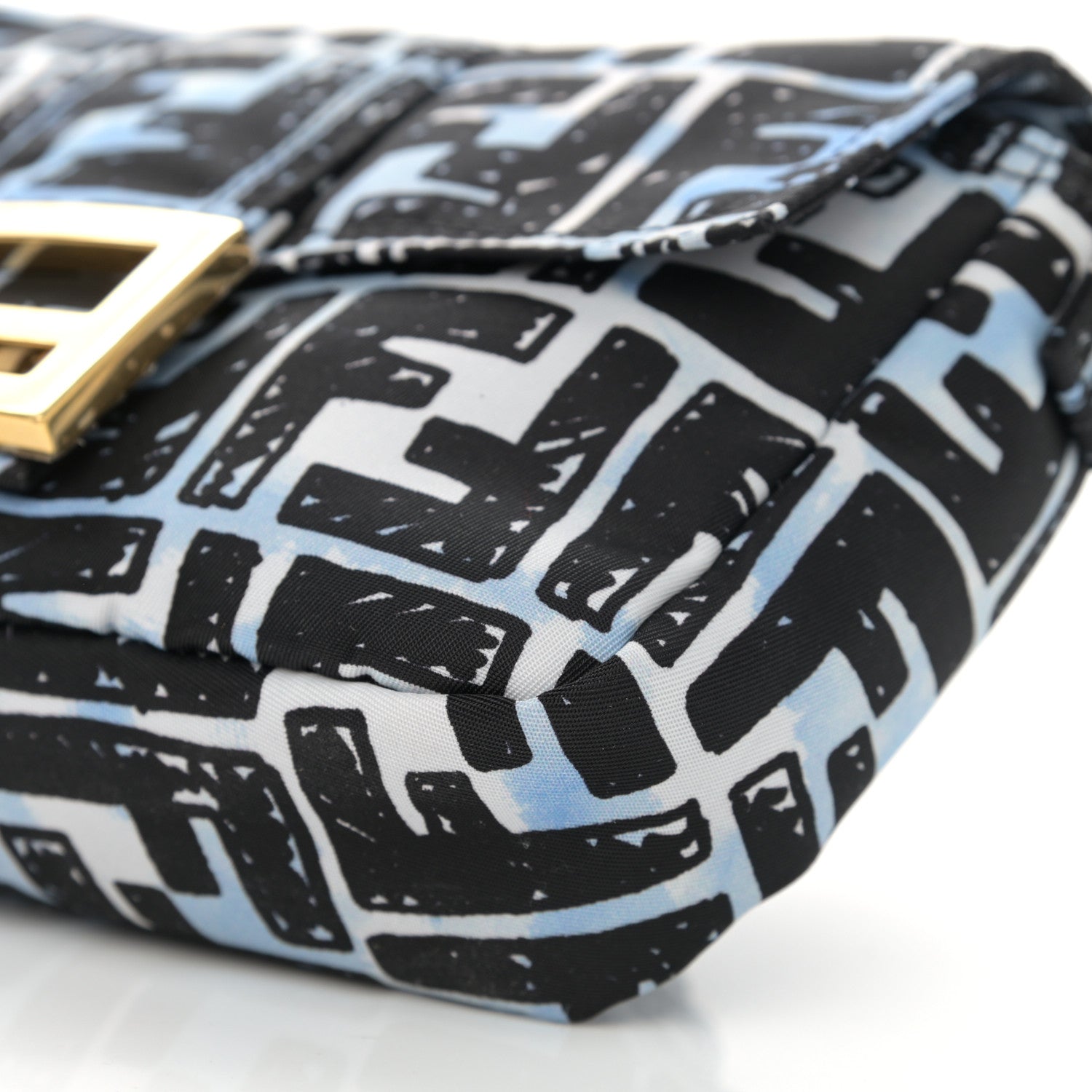 Fendi X JOSHUA VIDES Nylon FF Cloudy Mini Belt Baguette Bag White Celeste Black 10 of 13