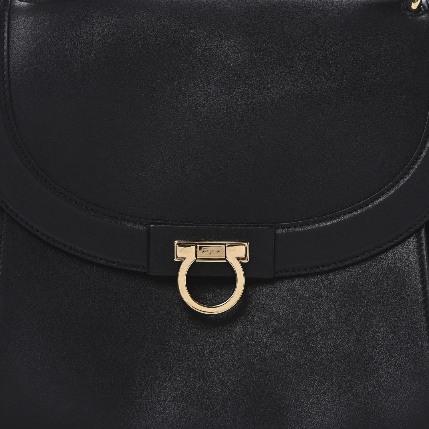 Salvatore Ferragamo Calfskin Suzanna Gancini Satchel  Black 7 of 9