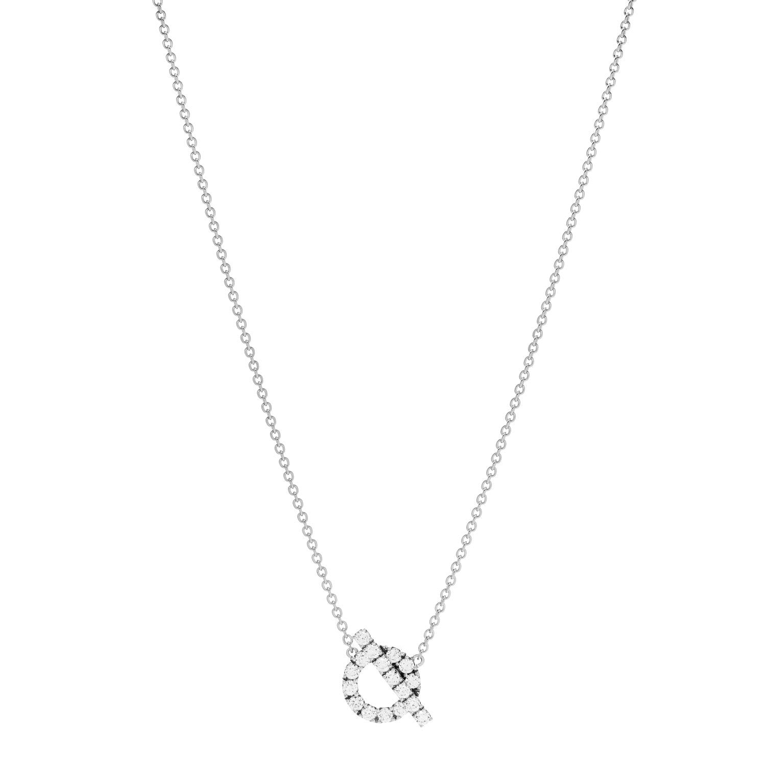 Hermes 18K White Gold Diamond Finesse Pendant Necklace 1 of 5
