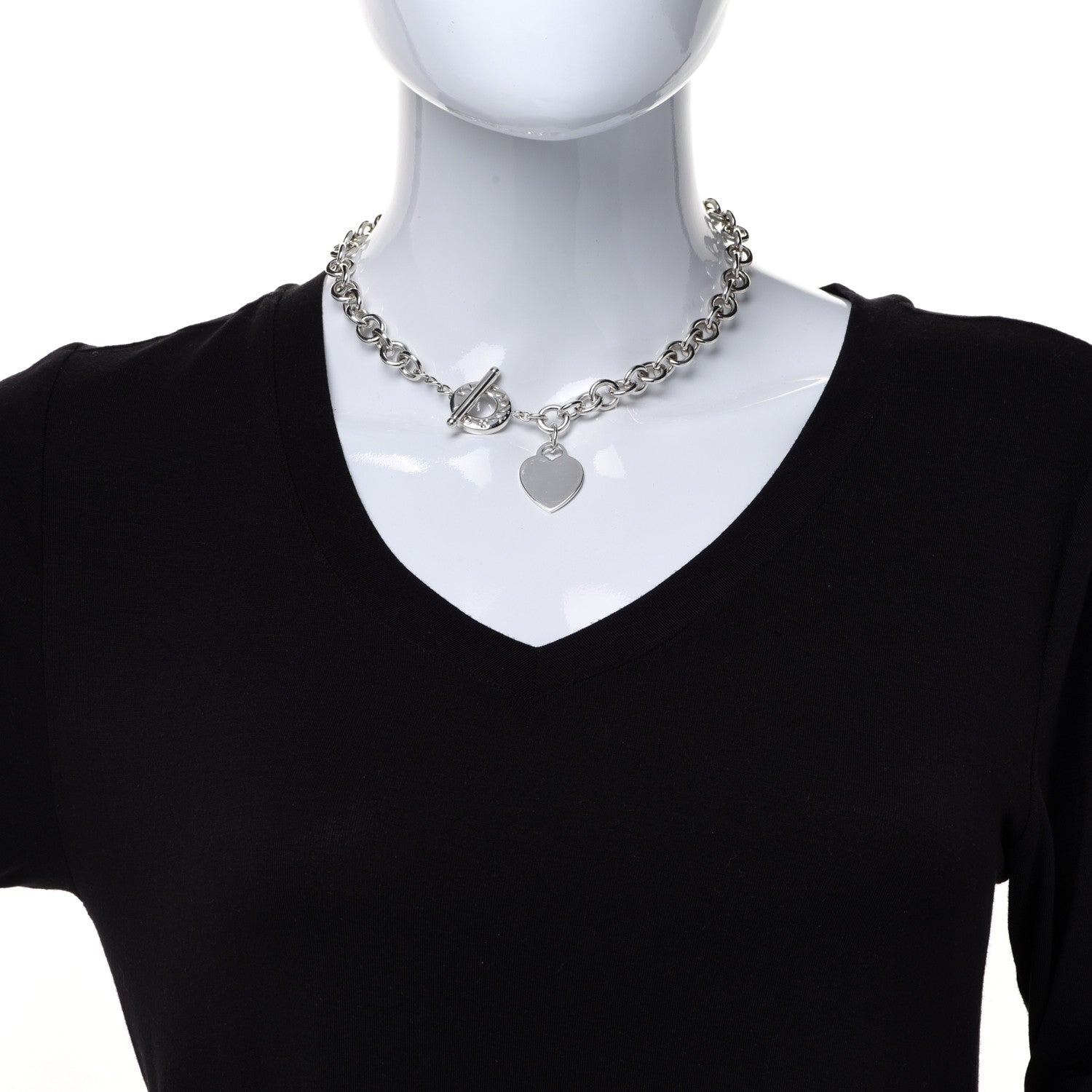 Tiffany Sterling Silver Heart Tag Toggle Necklace 2 of 6