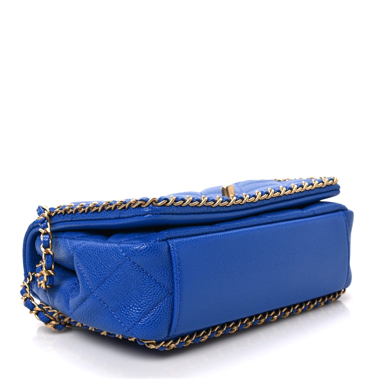 Caviar Quilted Mini Never Ending Chain Flap Blue