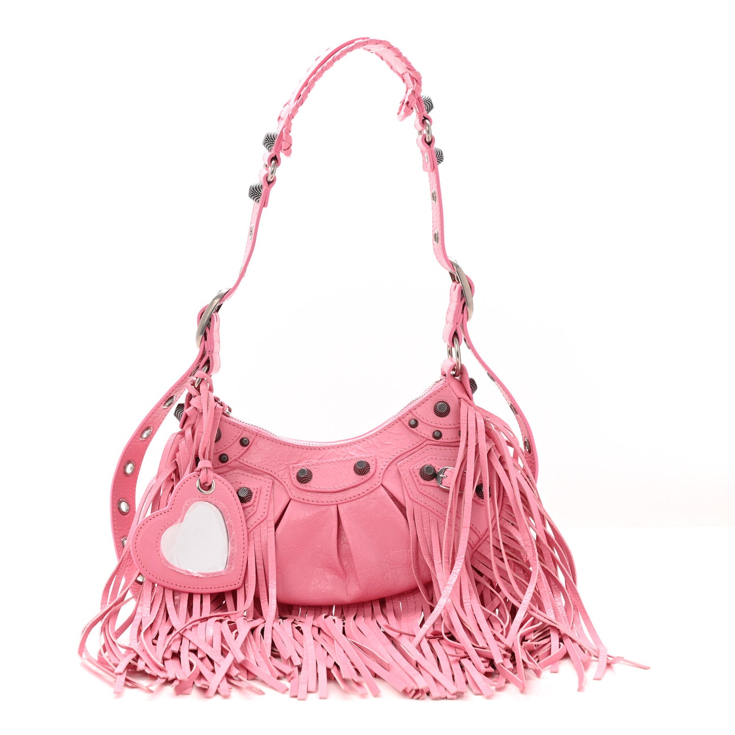 Agneau Arena Le Cagole Fringe Shoulder Bag XS Sweet Pink