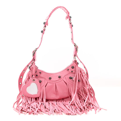 Balenciaga Agneau Arena Le Cagole Fringe Shoulder Bag XS Sweet Pink 3 of 11