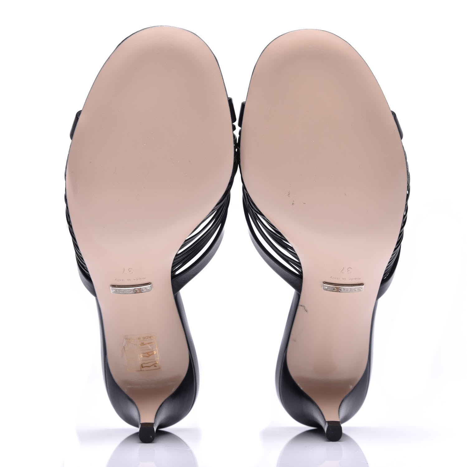 Gucci Nappa Crawford Knot Mid Heel Slide Sandals 37 Black 5 of 10