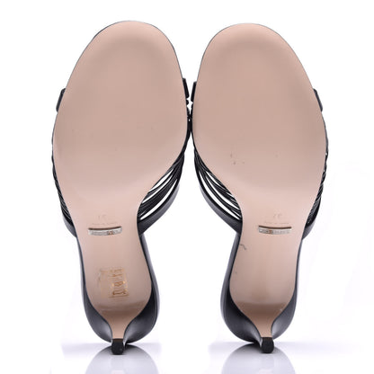 Gucci Nappa Crawford Knot Mid Heel Slide Sandals 37 Black 5 of 10
