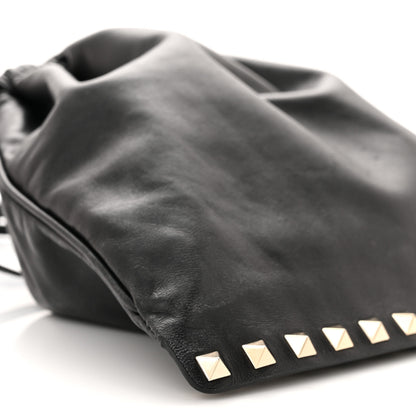 Valentino Garavani Calfskin Rockstud Drawstring Pouch Black 8 of 10
