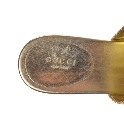 Gucci Metallic Calfskin Web Thong Sandals 8.5 Gold 7 of 8