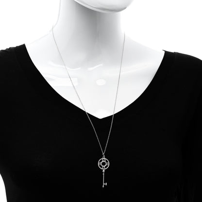 Tiffany 18K White Gold Diamond Atlas Key Pendant Necklace 2 of 7