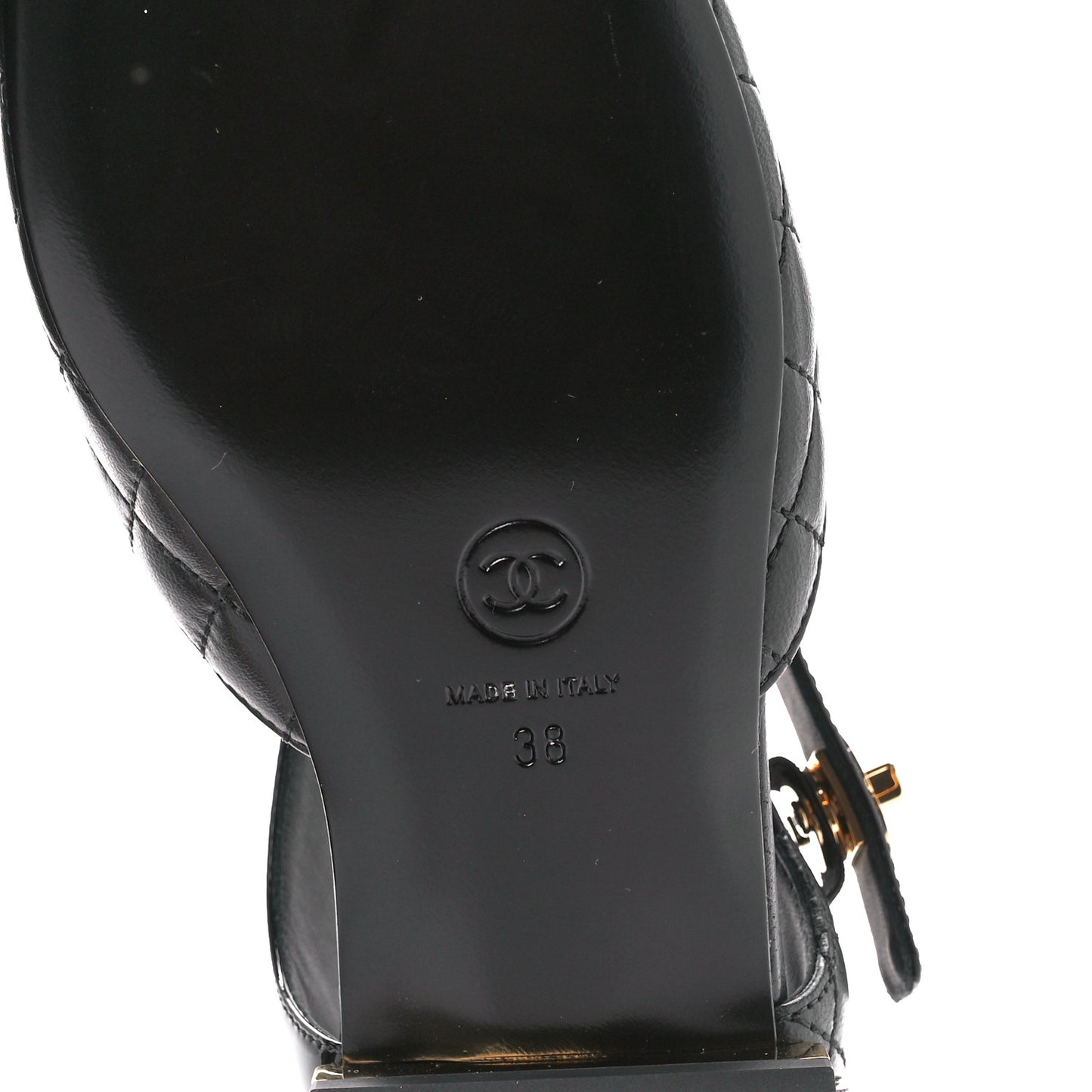 Lambskin Patent Quilted Cap Toe Ballerina Flats 38 Black