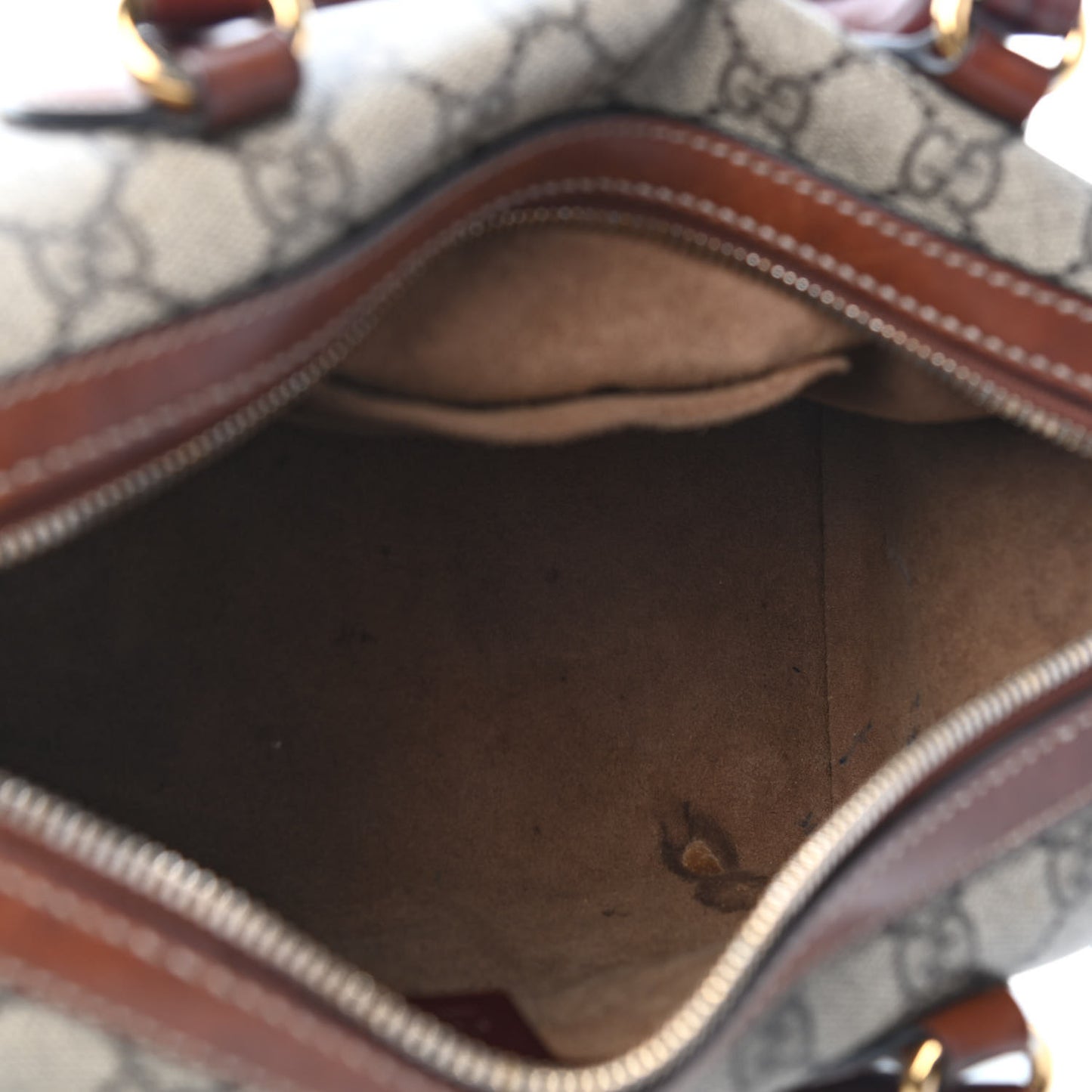 GG Supreme Monogram Cuoio Toscano Small Boston Beige Ebony Cuir