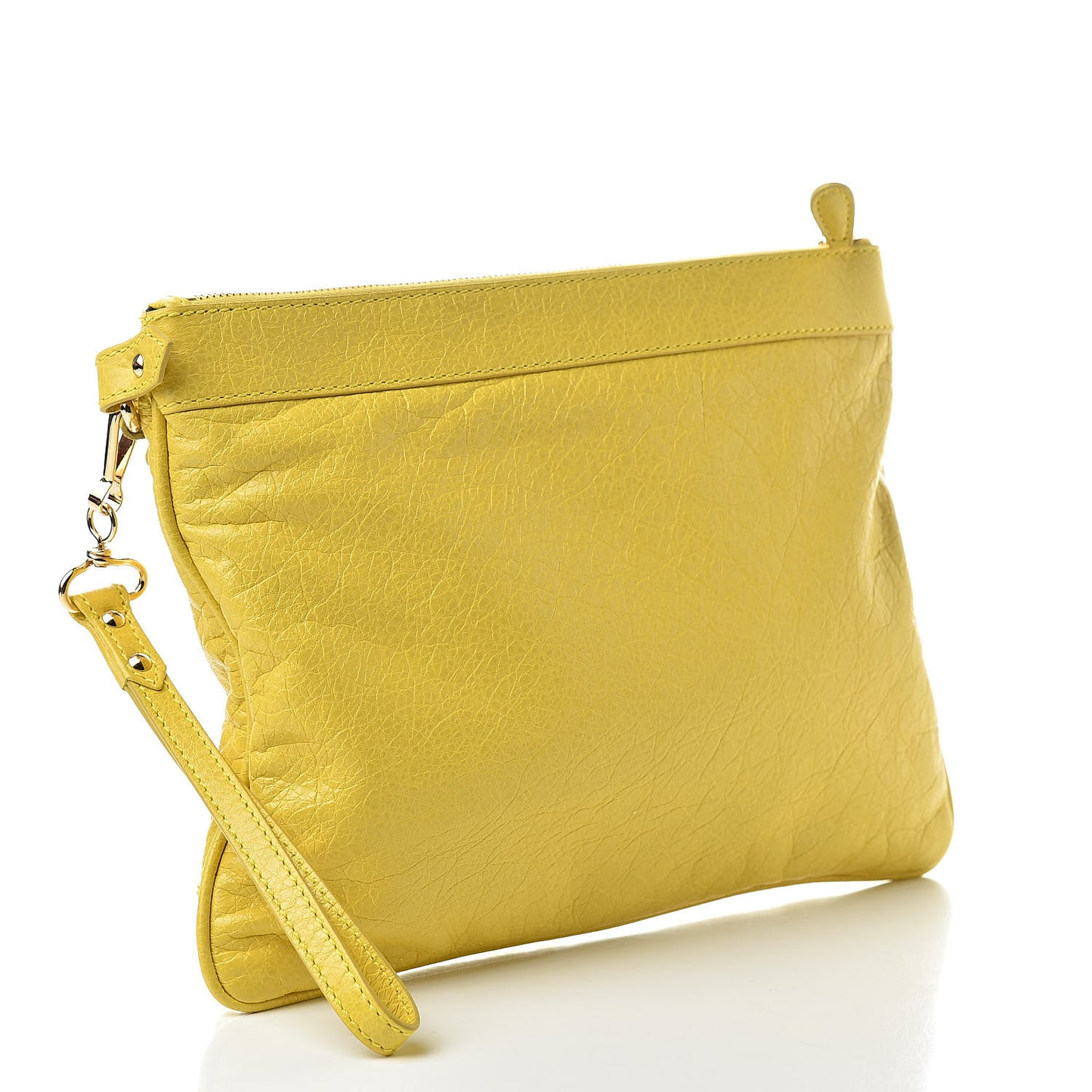 Agneau Giant 12 Gold Hardware Flat Handle Clutch Curry