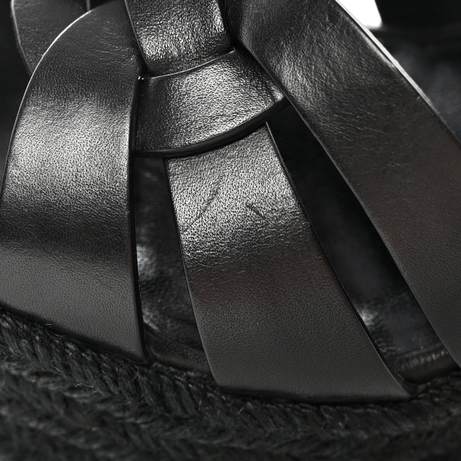 Saint Laurent Calfskin Tribute 95 Platform Espadrille Wedge Sandals 37 Black 9 of 13