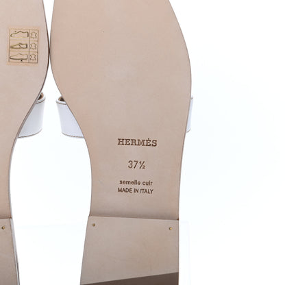 Hermes Box Calfskin Oran Sandals 37.5 White 6 of 7