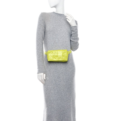 Bottega Veneta Paper Calfskin Intreccio Cassette Belt Bag Kiwi 2 of 12