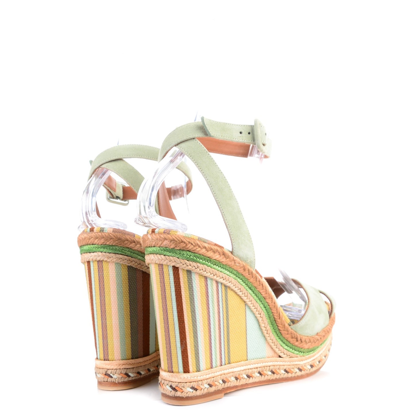 Suede Canvas Native Couture 1975 Espadrille Wedge Sandals 40 Green Tea Sorbet Multicolor