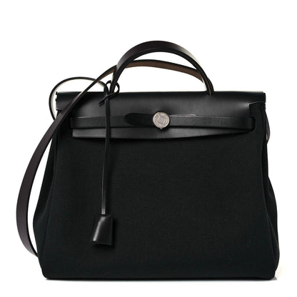Hermes Military Toile Vache Hunter Herbag Zip PM 31 Black 1 of 11