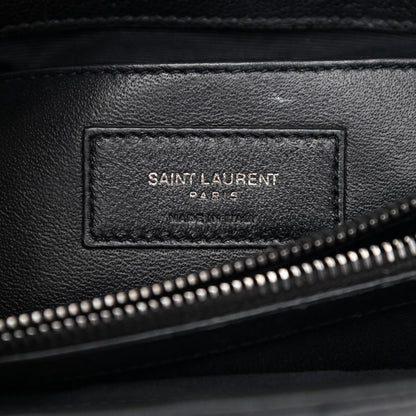 Saint Laurent Sheepskin Matelasse Chevron Monogram Medium College Bag Black 5 of 10