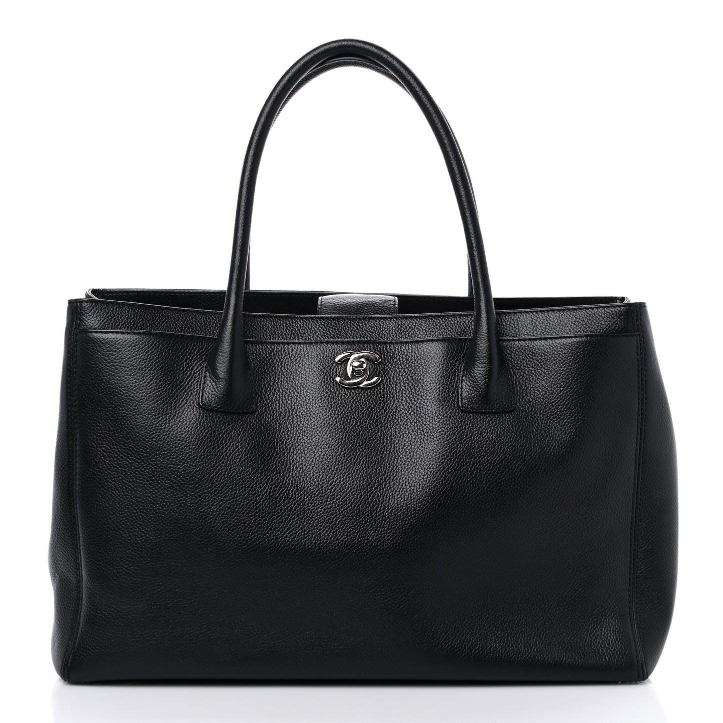 Calfskin Cerf Executive Shopper Tote Black