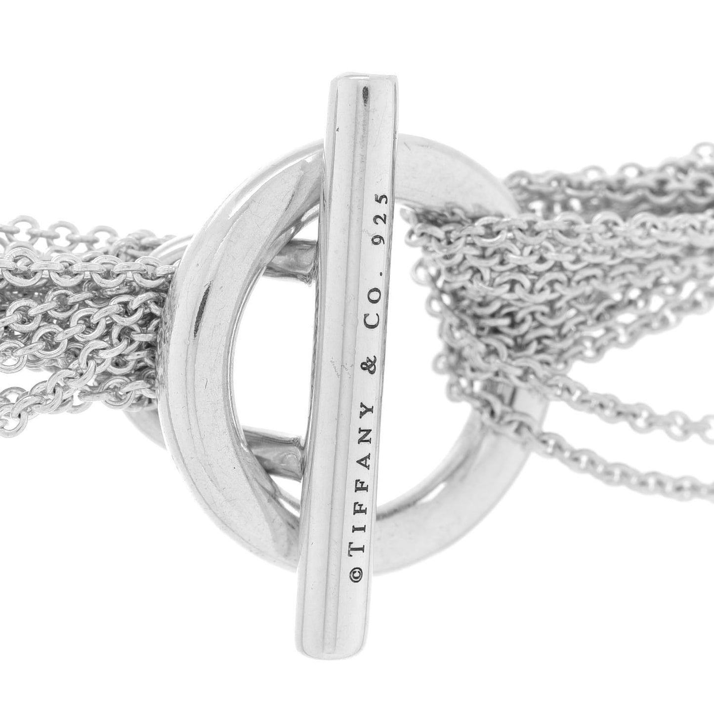 Sterling Silver Heart Multi Chain Toggle Necklace