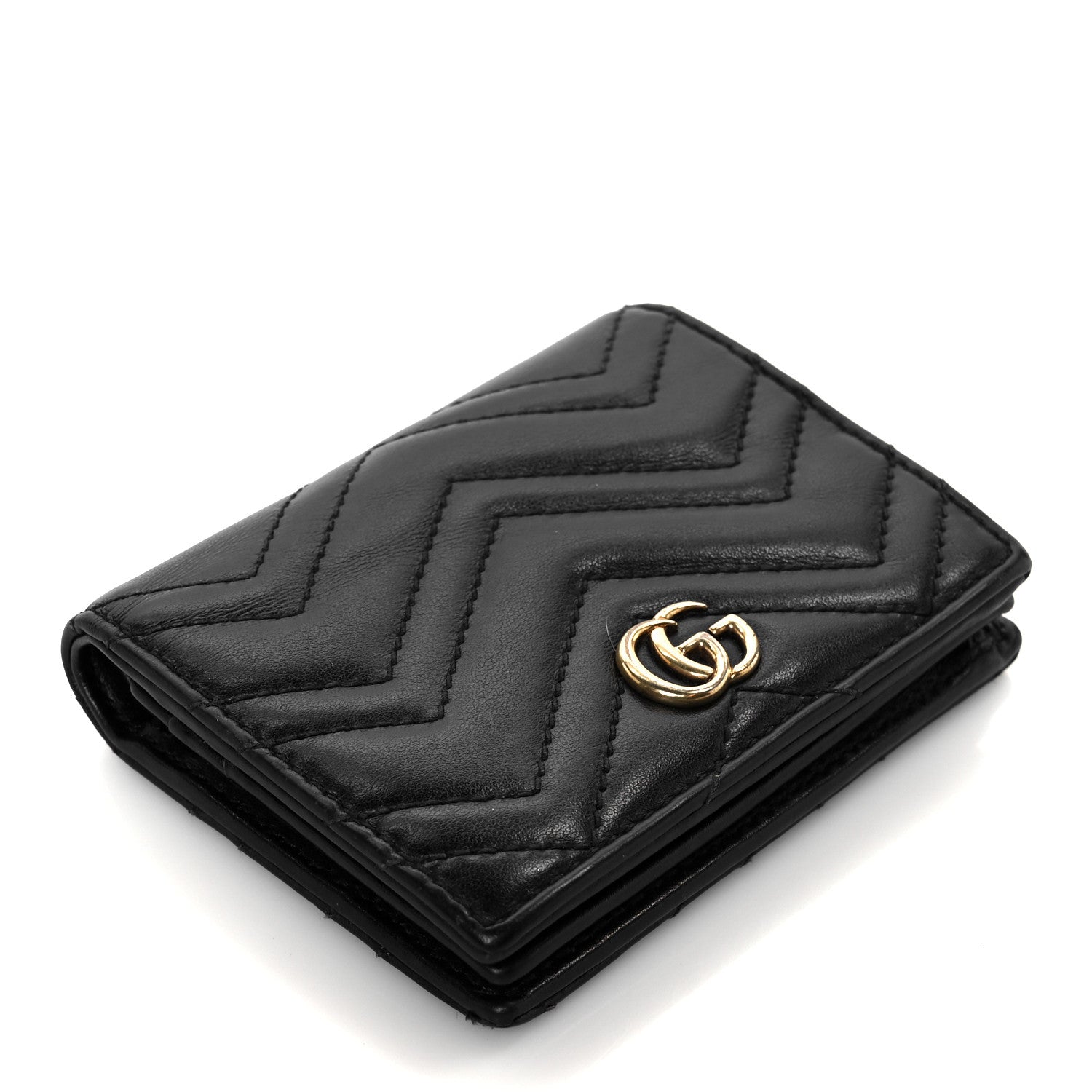 Gucci Calfskin Matelasse GG Marmont Card Case Wallet Black 4 of 8