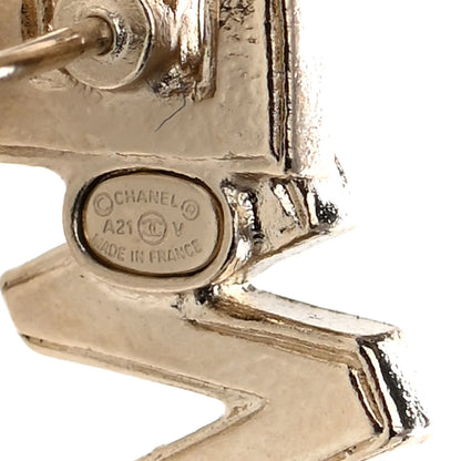 Chanel Crystal Pearl Signature Stud Earrings Gold 4 of 4