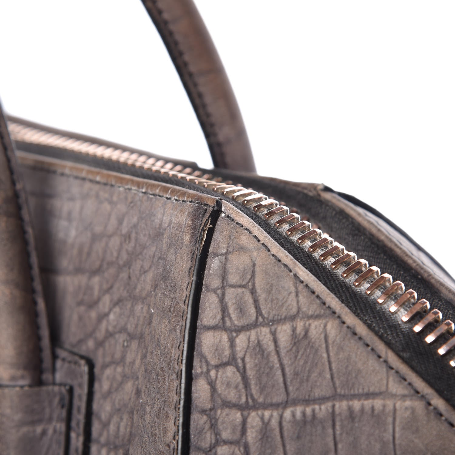 Givenchy Nubuck Crocodile Embossed Medium Antigona Washed Black 32 of 35