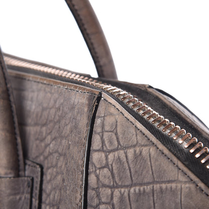 Givenchy Nubuck Crocodile Embossed Medium Antigona Washed Black 32 of 35