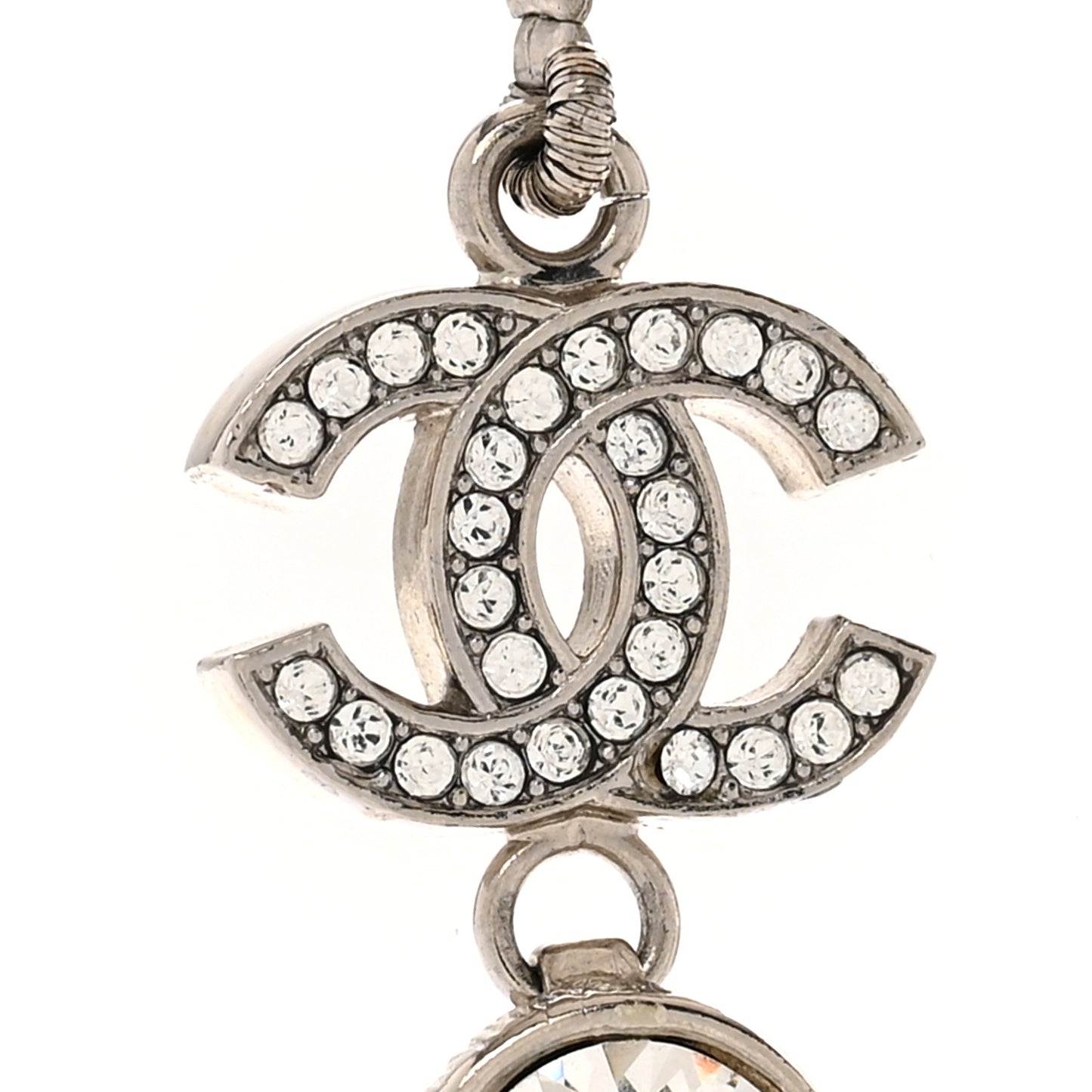 Pearl Crystal CC Choker Necklace Silver