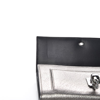 Alexander McQueen Metallic Calfskin Skull Wallet on Chain Black Pearl 12 of 12