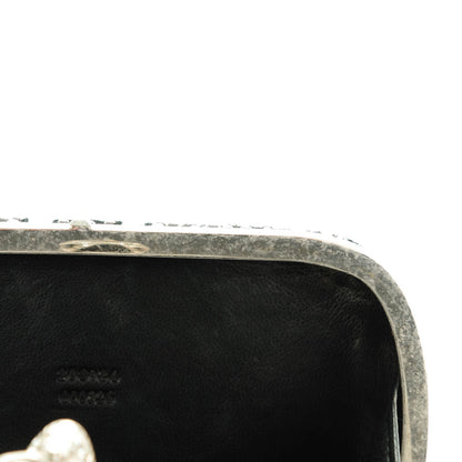 Alexander McQueen Suede Studded Britannia Skull Box Clutch Blue Black 8 of 9