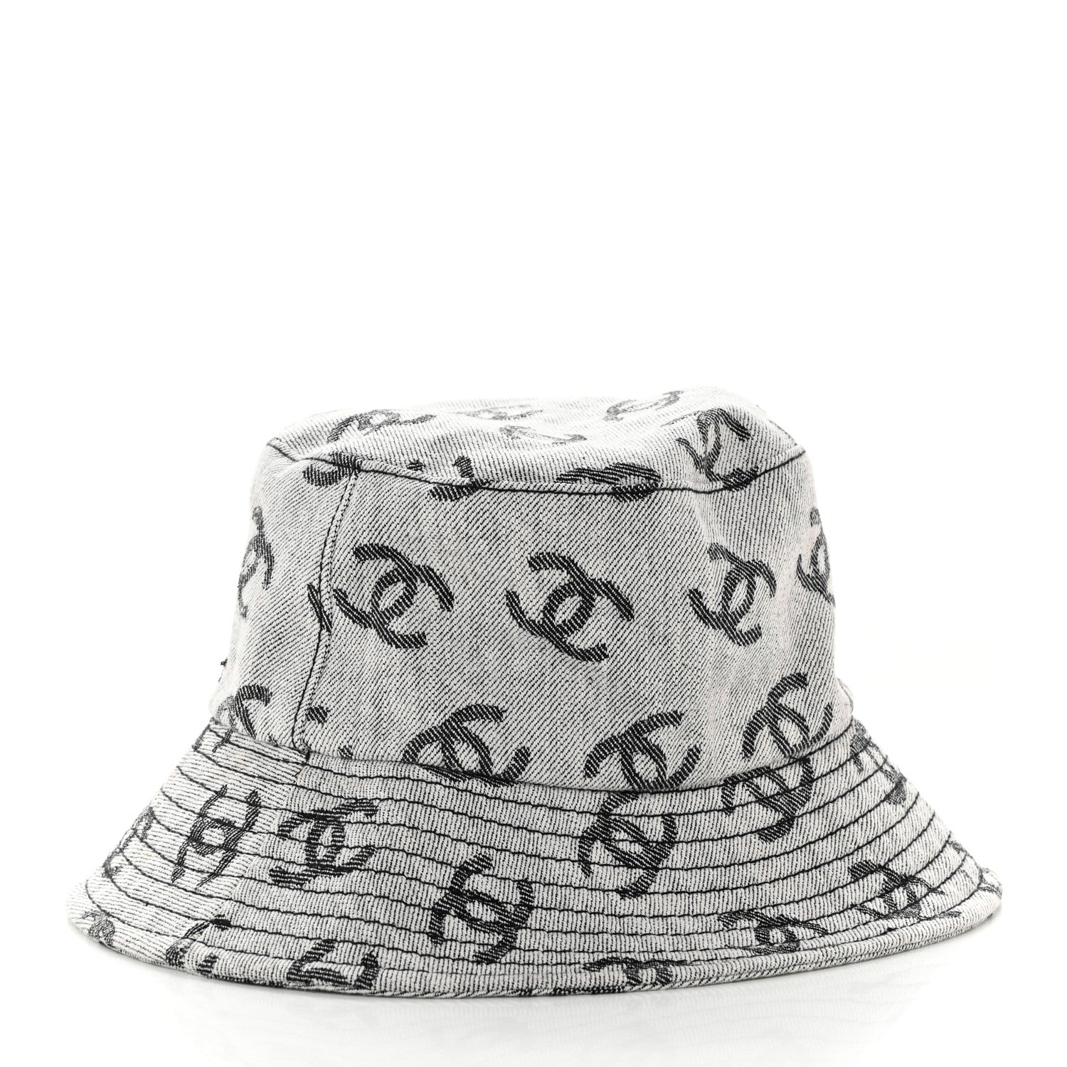 Chanel Denim CC Bucket Hat S White Black 3 of 7